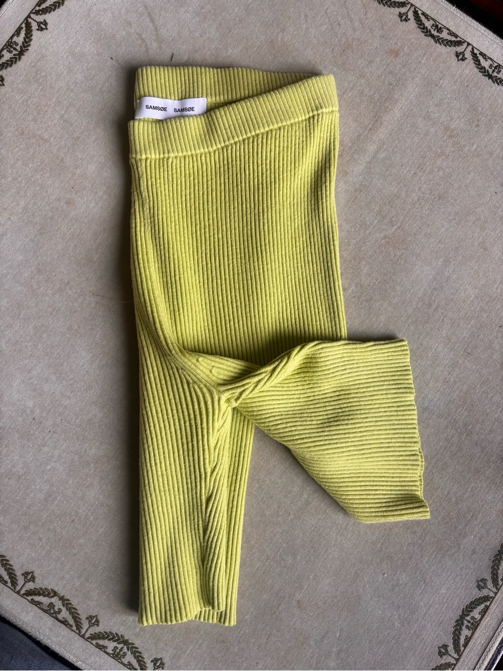 Samsøe Samsøe Women's Ribbed Bike Shorts in Chartreuse Yellow